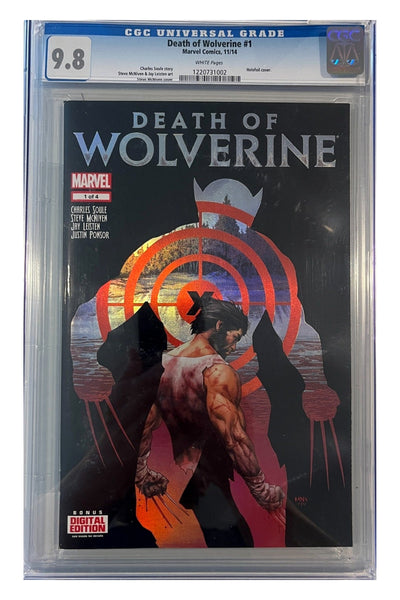 Death of Wolverine #1 – Holofoil Cover – CGC 9.8 enhanced white-background slab presentation, certification 1220731002