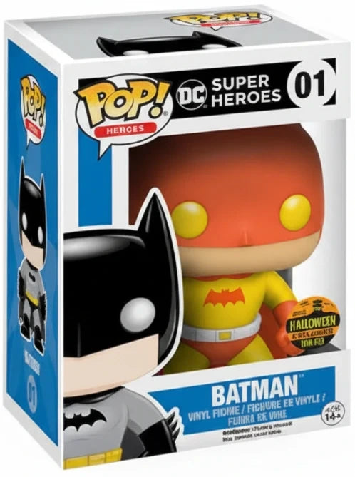 Funko Pop! vinyl figure of a superhero in an orange and yellow costume next to its packaging.