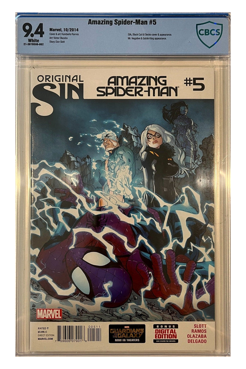 Amazing Spider-Man #5 – Humberto Ramos Cover – CBCS 9.4 enhanced white-background slab presentation, certification 21-3878506-002