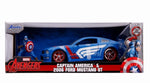 2006 Ford Mustang GT with Captain America Diecast Figurine "Avengers" "Marvel" Series 1/24 Diecast Model Car by Jada