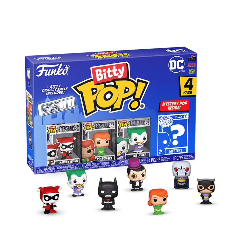 Funko Bitty Pop! DC Comics 4-Pack Harley Quinn, Poison Ivy, The Joker, and Mystery