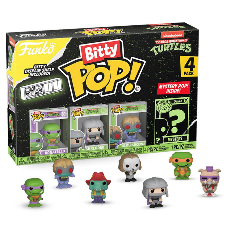 Funko Bitty Pop! Teenage Mutant Ninja Turtles 4-Pack Donatello, Shredder, Baxter Stockman, and mystery