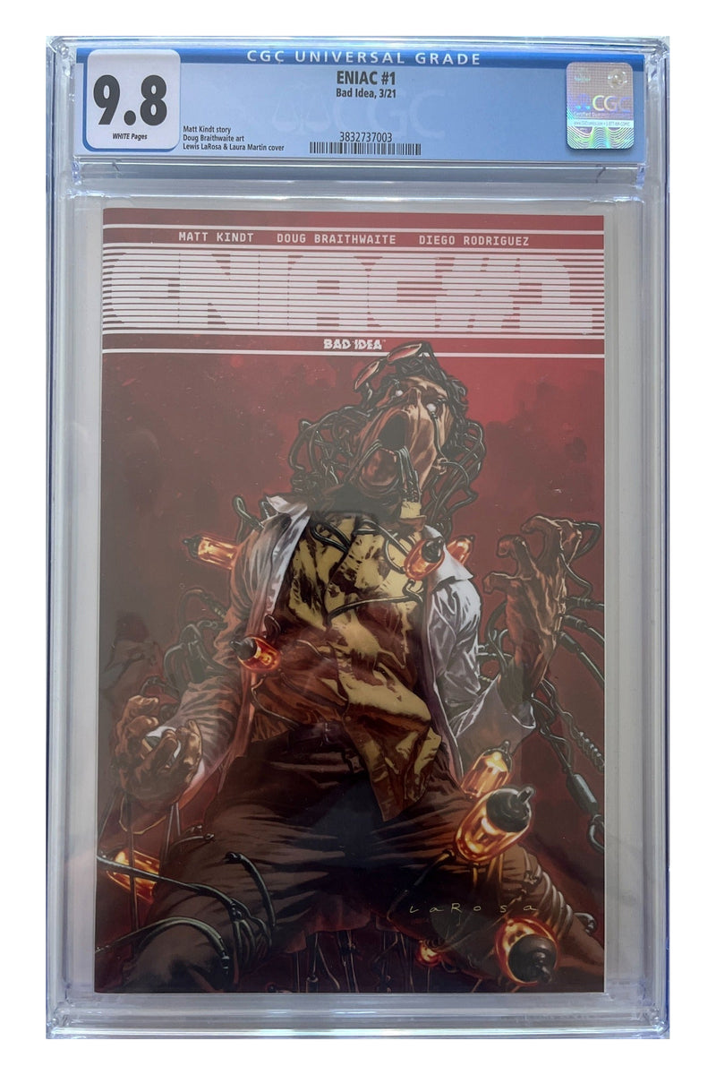 ENIAC #1 – Lewis LaRosa & Laura Martin Cover – CGC 9.8 enhanced white-background slab presentation, certification 3832737003