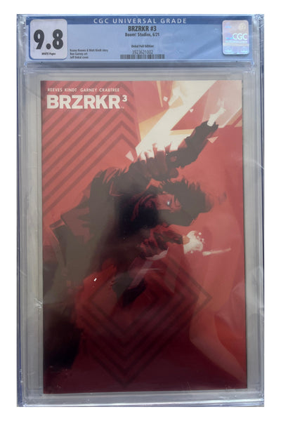BRZRKR #3 – Jeff Dekal Foil Edition – CGC 9.8 enhanced white-background slab presentation, certification 3923621002
