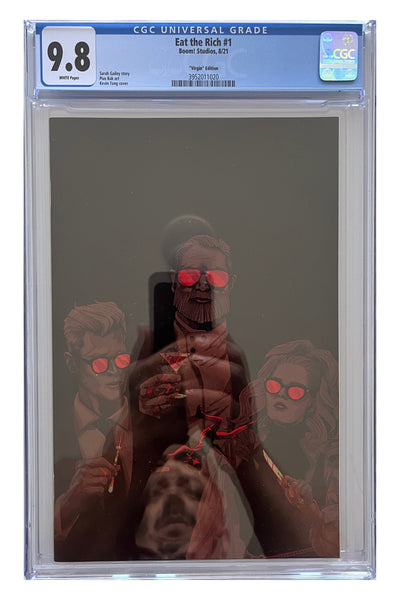 Eat the Rich #1 – Kevin Tong Virgin Edition – CGC 9.8 enhanced white-background slab presentation, certification 3952011020