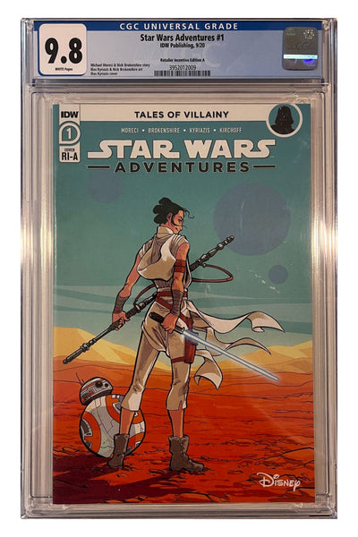 Star Wars Adventures #1 – Retailer Incentive Edition A – CGC 9.8 enhanced white-background slab presentation, certification 3952012009