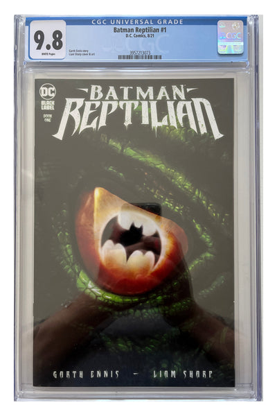 Batman: Reptilian #1 – Liam Sharp Cover – CGC 9.8 enhanced white-background slab presentation, certification 3957213073