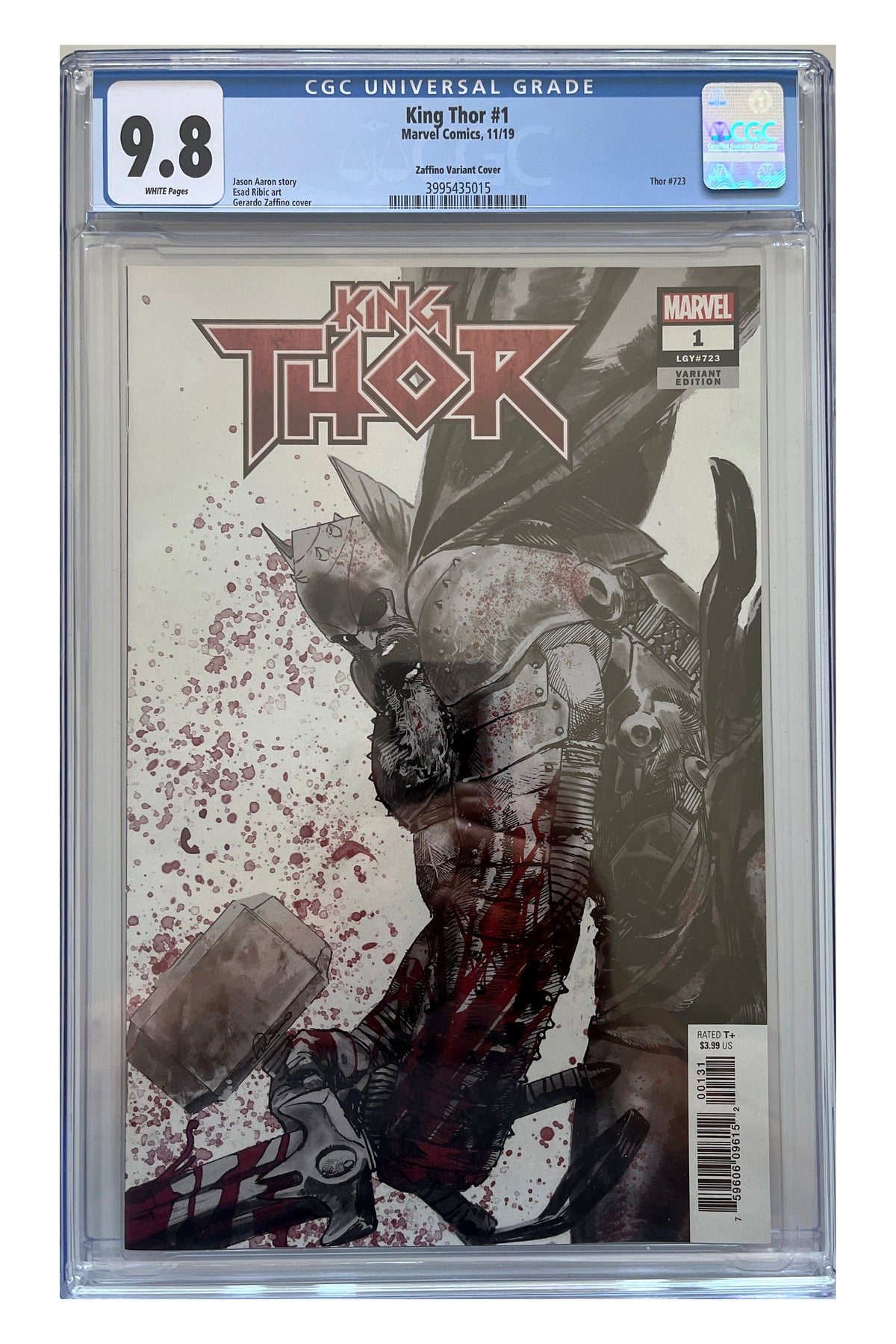 King Thor #1 – Gerardo Zaffino 1:25 Variant Cover – CGC 9.8 enhanced white-background slab presentation, certification 3995435015