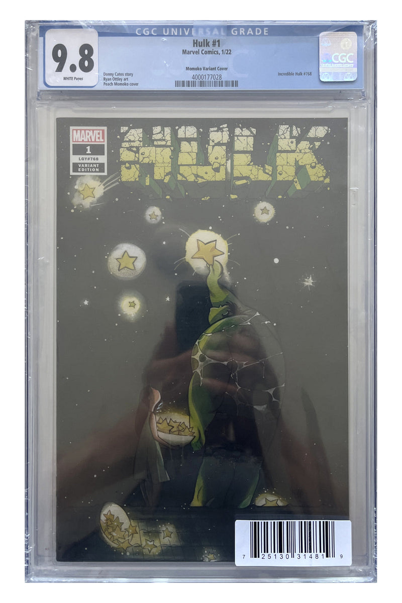 Hulk #1 – Peach Momoko Variant Cover – CGC 9.8 enhanced white-background slab presentation, certification 4000177028