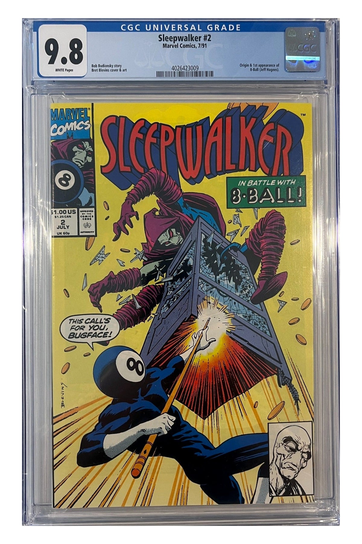 Sleepwalker #2 – First 8-Ball – CGC 9.8 enhanced white-background slab presentation, certification 4026423009