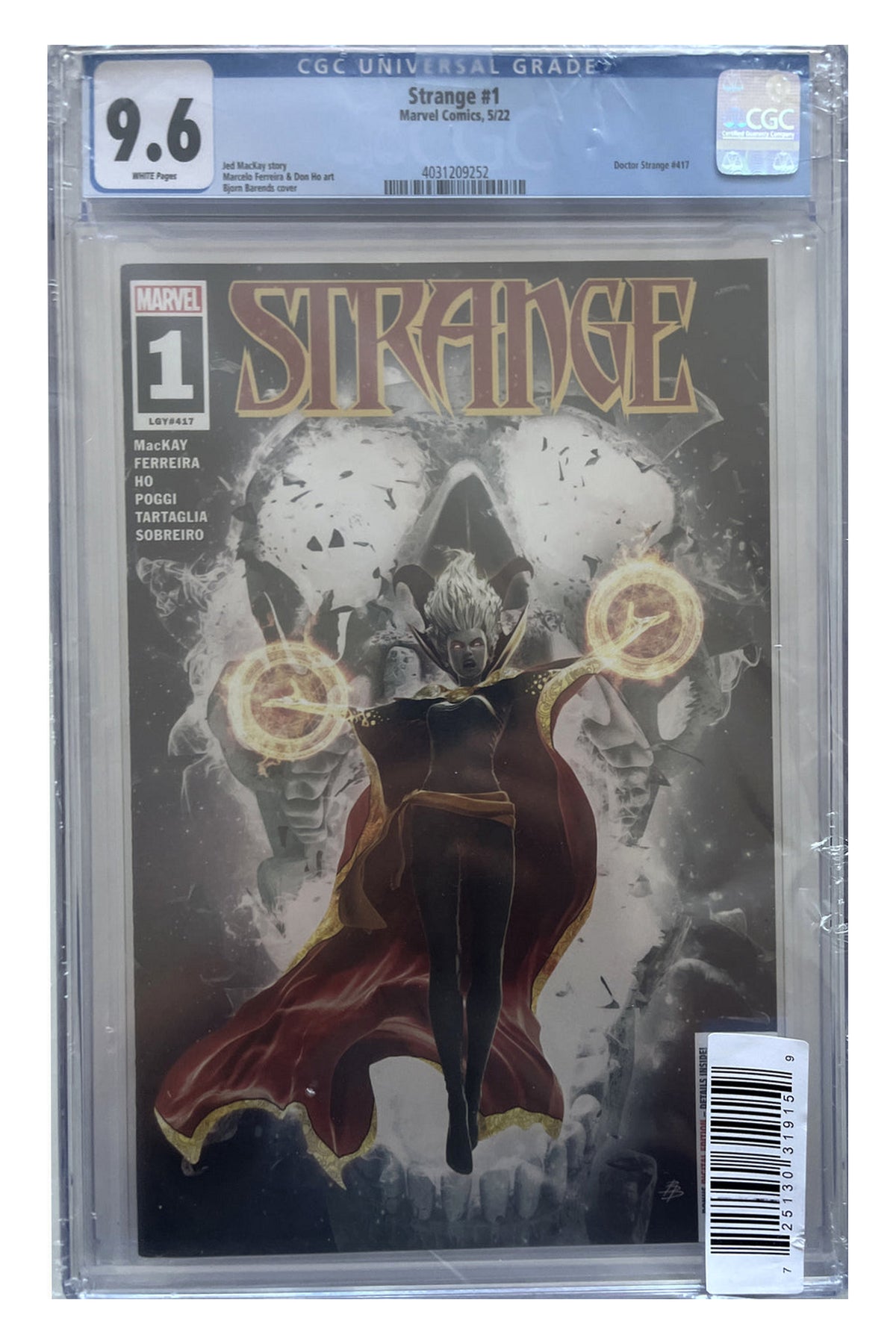 Strange #1 – Björn Barends Cover A – CGC 9.6 enhanced white-background slab presentation, certification 4031209252