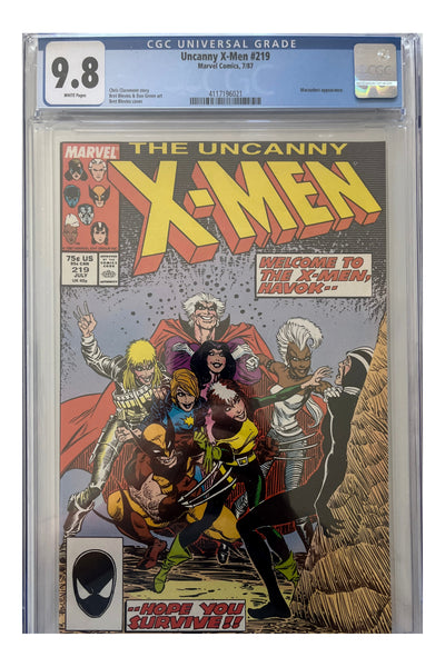 Uncanny X-Men #219 – Bret Blevins Cover – CGC 9.8 enhanced white-background slab presentation, certification 4117196021
