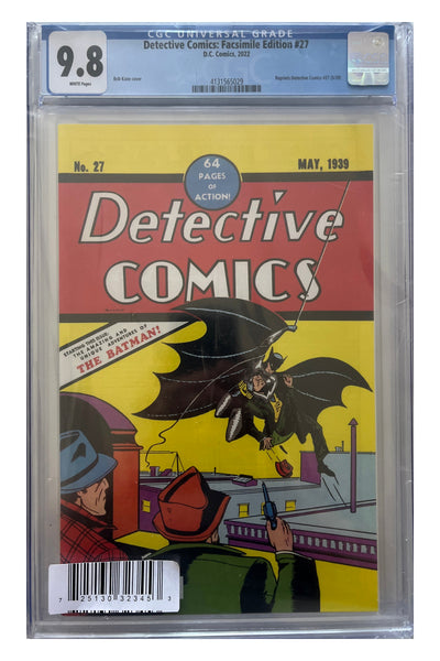 Detective Comics #27 – 2022 Facsimile Edition – CGC 9.8 enhanced white-background slab presentation, certification 4131565029
