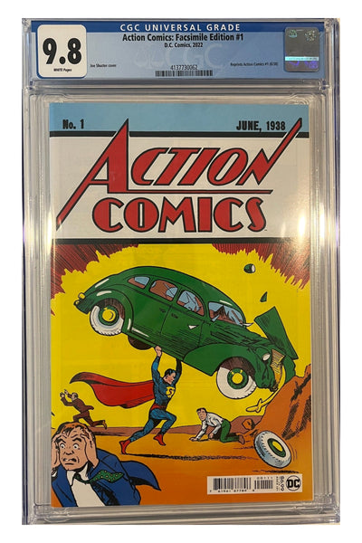 Action Comics: Facsimile Edition #1 – Joe Shuster Cover – CGC 9.8 enhanced white-background slab presentation, certification 4137730062