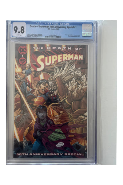 Death of Superman 30th Anniversary Special #1 – Dan Jurgens & Brett Breeding Gatefold Cover – CGC 9.8 enhanced white-background slab presentation, certification 4155916053