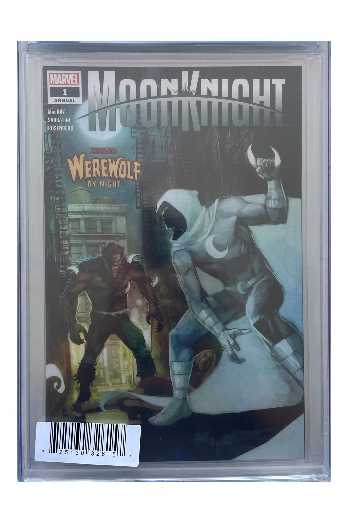 Moon Knight Annual #1 – Rod Reis Cover – CGC 9.6 enhanced white-background slab presentation, certification 4158792201