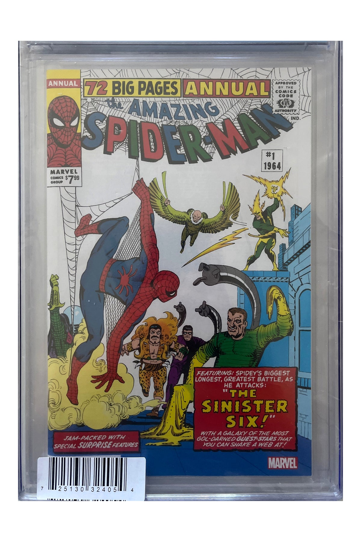 Amazing Spider-Man Annual: Facsimile Edition #1 – Steve Ditko Cover – CGC 9.8 enhanced white-background slab presentation, certification 4176827182