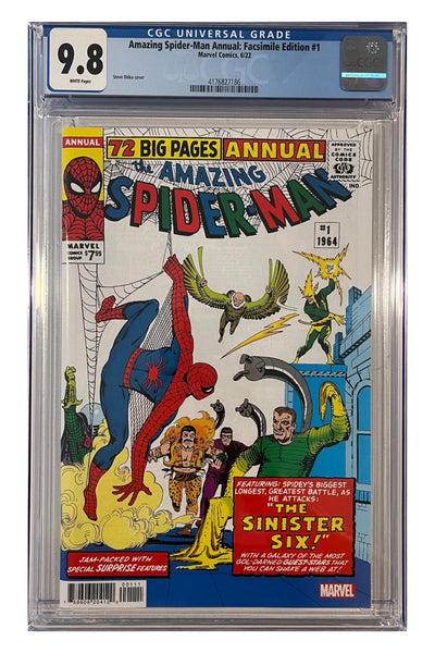 Amazing Spider-Man Annual: Facsimile Edition #1 – Steve Ditko Cover – CGC 9.8 enhanced white-background slab presentation, certification 4176827186
