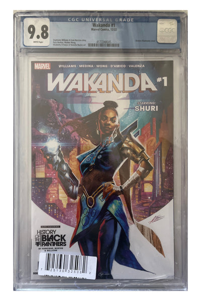 Wakanda #1 – Mateus Manhanini Cover – CGC 9.8 enhanced white-background slab presentation, certification 4177248045