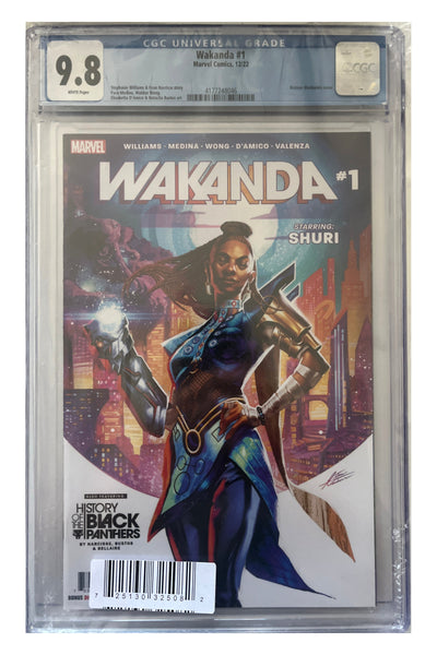 Wakanda #1 – Mateus Manhanini Cover – CGC 9.8 enhanced white-background slab presentation, certification 4177248046