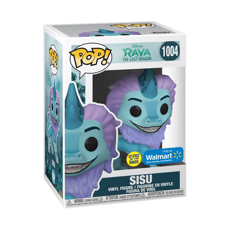 Funko Pop Disney Sisu number 1004 in window box with glow-in-the-dark and Walmart Exclusive stickers