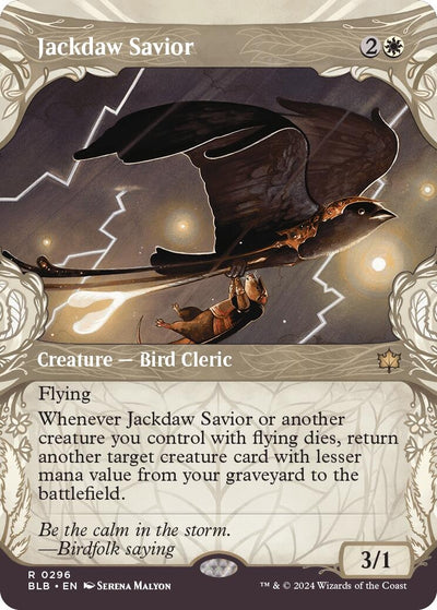 Jackdaw Savior (Showcase) (296) (Bloomburrow)