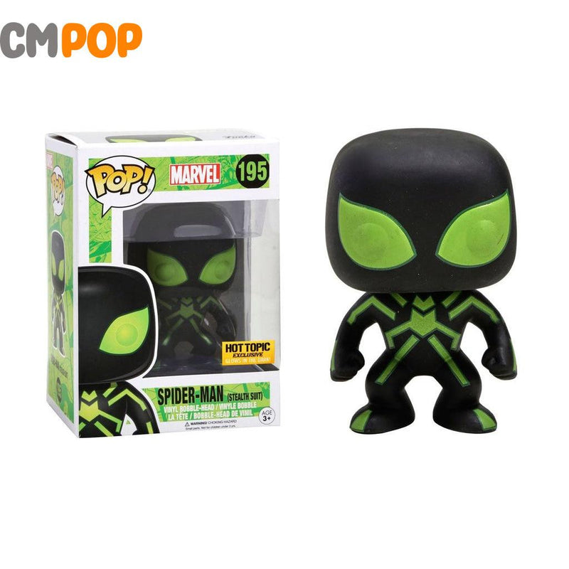 Funko Pop Marvel Spider-Man Stealth Suit #195 GITD Hot Topic Exclusive