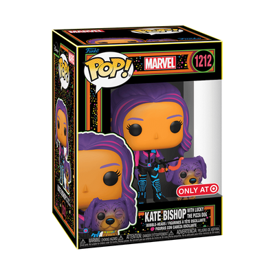 Funko Pop! Marvel Kate Bishop with Lucky (Pizza Dog) #1212 - Black Light - Target Exclusive