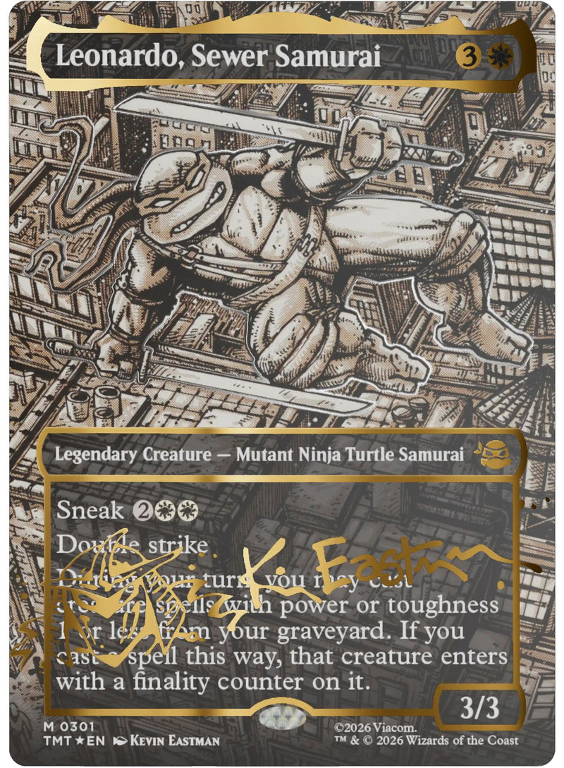 Image for Leonardo, Sewer Samurai (Borderless) (Gold-Stamped Signature) (301) [Teenage Mutant Ninja Turtles] - Magic: The Gathering