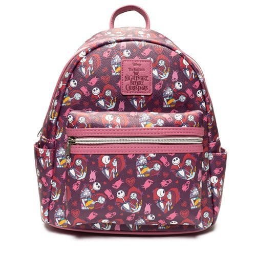 Loungefly Disney The Nightmare Before Christmas Jack and Sally Hearts mini backpack Entertainment Earth exclusive