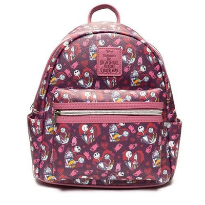 Loungefly Disney The Nightmare Before Christmas Jack and Sally Hearts mini backpack Entertainment Earth exclusive