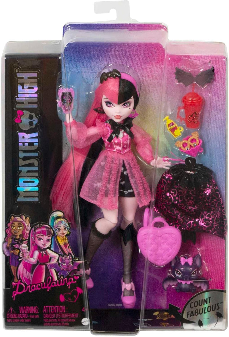 Monster High Doll, Draculaura with Accessories and Pet Bat Count Fabulous