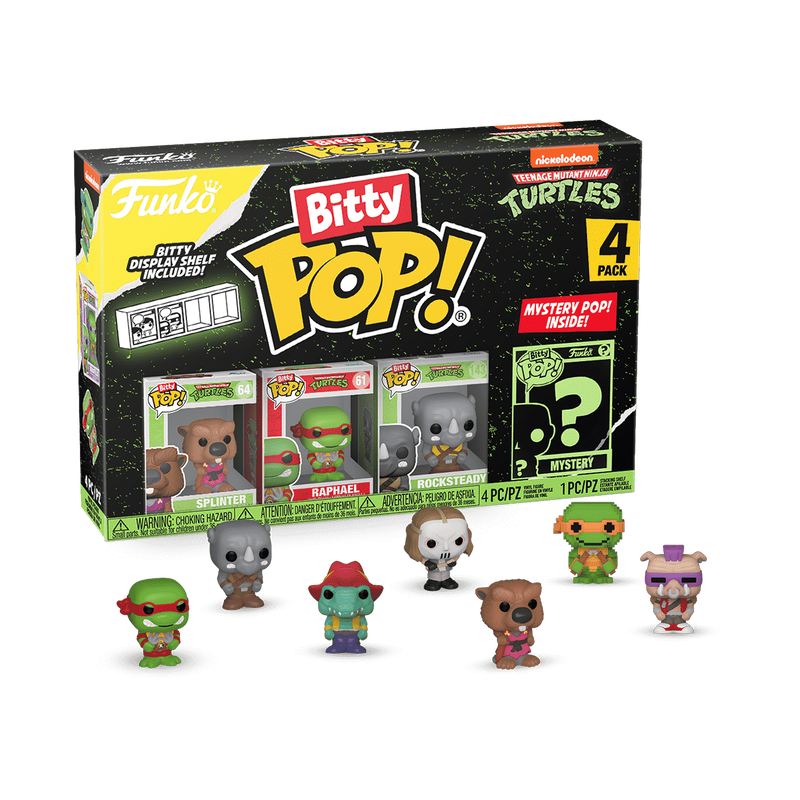 Funko Bitty Pop! Teenage Mutant Ninja Turtles 4-Pack Splinter, Raphael, Rocksteady, and Mystery