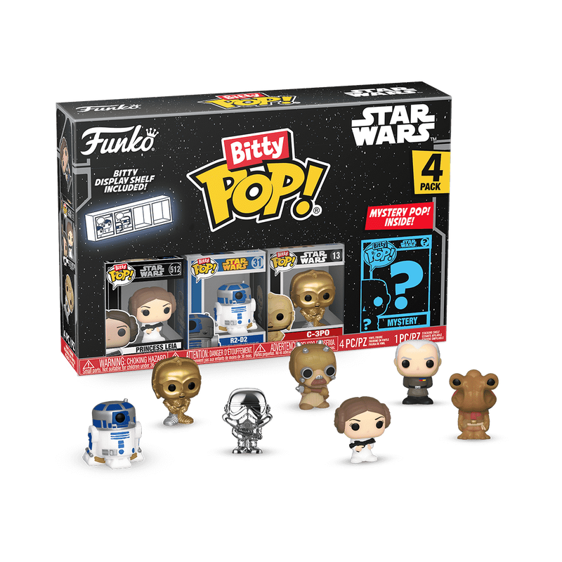 Funko Bitty Pop! Star Wars 4-Pack Princess Leia, R2-D2, C-3PO & Mystery