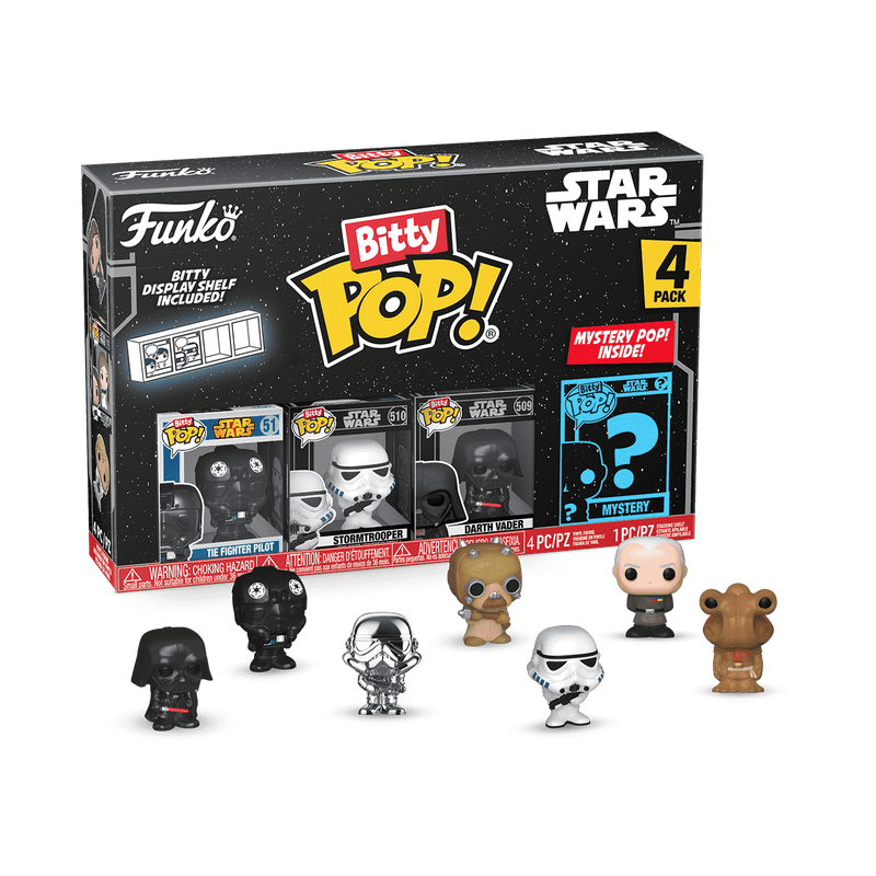 Funko Bitty Pop! Star Wars 4-Pack Darth Vader, Stormtrooper, TIE Fighter Pilot, and Mystery