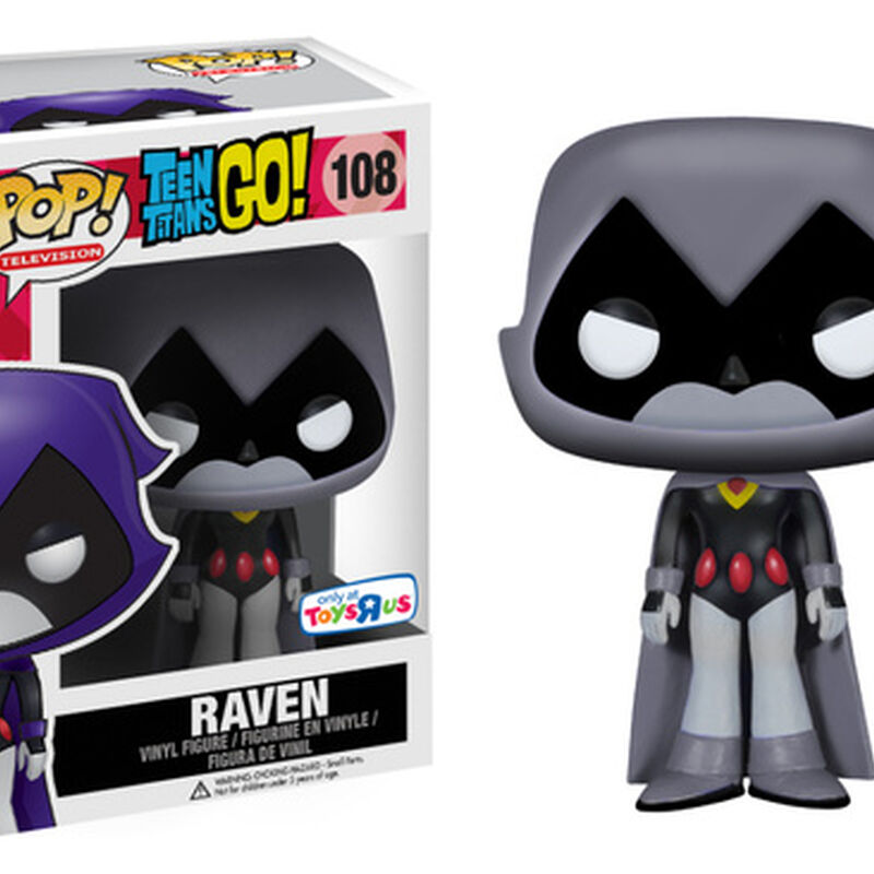 Funko Pop! Teen Titans Go!: Raven Grey #108 — Toys R Us Exclusive — packaging stock image