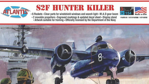 Atlantis 145 1/54 S2F Hunter Killer US Navy Plastic Model Kit, Skill Level 2