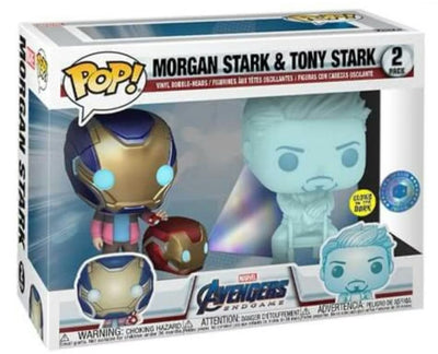 Funko Pop! Marvel: Avengers Endgame – Morgan Stark & Tony Stark Glow-in-the-Dark 2-Pack – Pop in a Box Exclusive