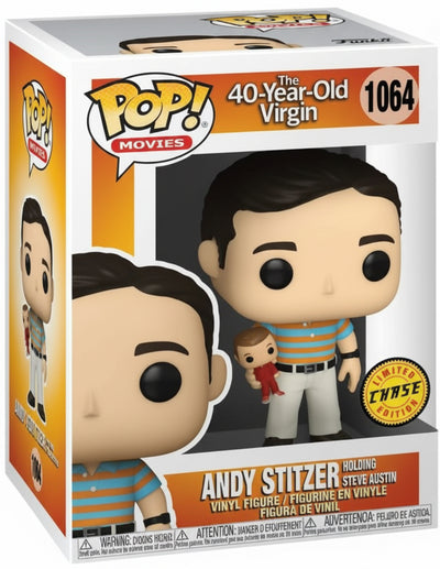 Funko Pop! Movies: The 40-Year-Old Virgin – Andy Stitzer Holding Steve Austin #1064 – Chase