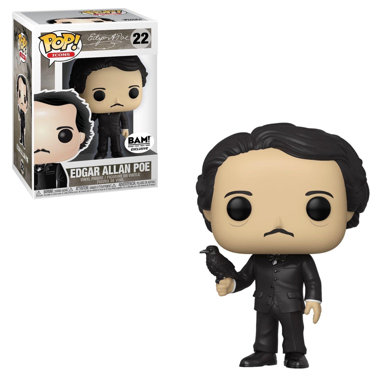 Funko Pop! Icons: Edgar Allan Poe with Raven #22 (Books-A-Million Exclusive)