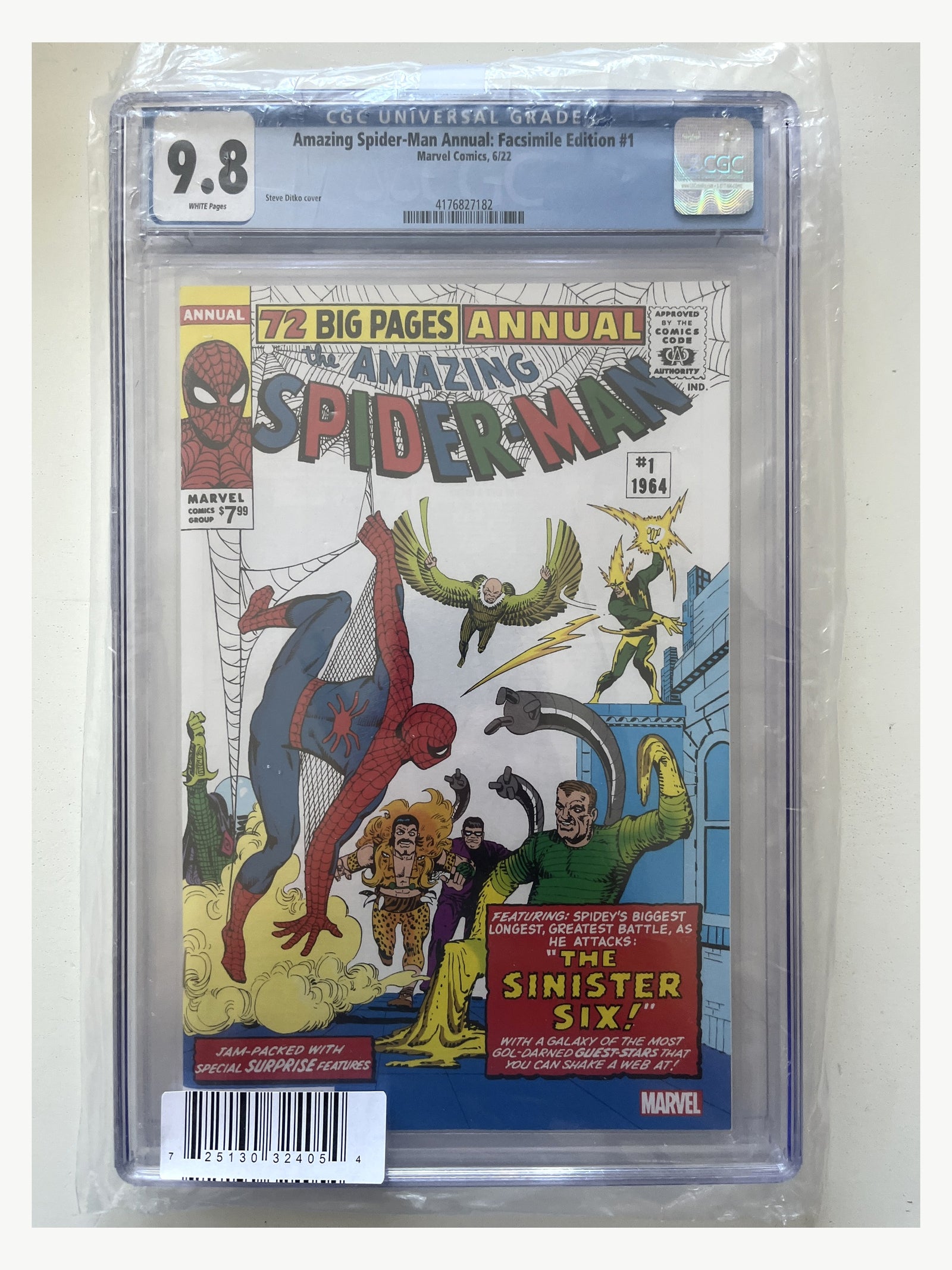 Amazing Spider-Man Annual: Facsimile Edition #1 – Steve Ditko Cover – CGC 9.8, certificate 4176827182, enhanced presentation