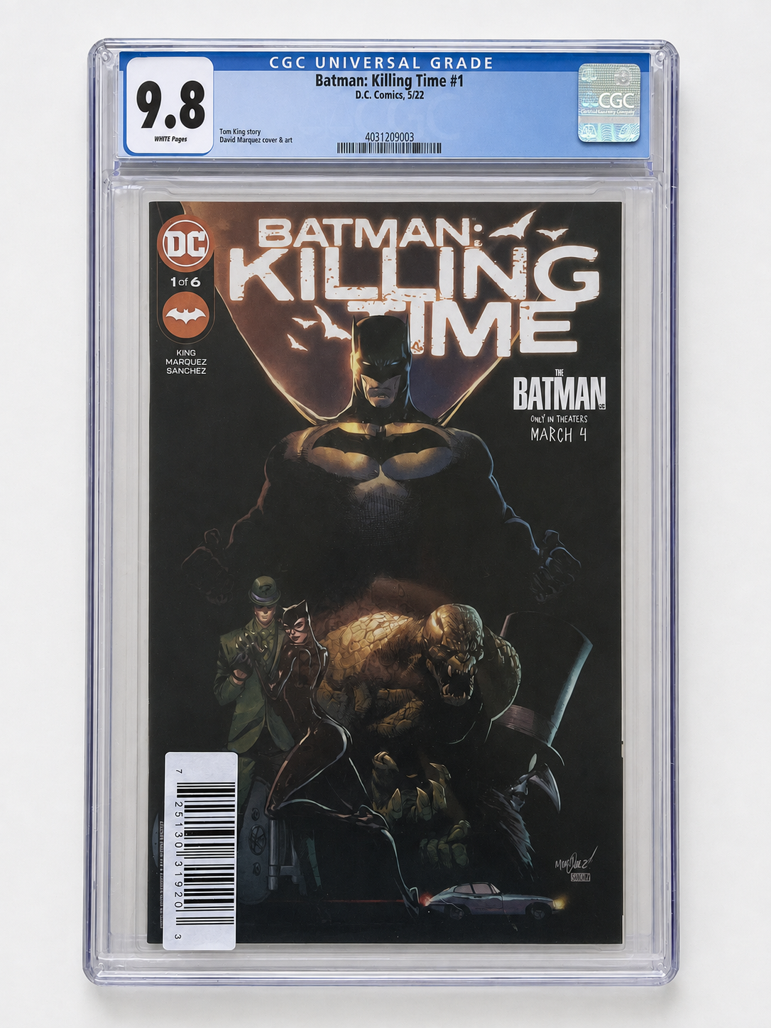 Batman: Killing Time #1 – David Marquez Cover – CGC 9.8 clean presentation; certification 4031209003