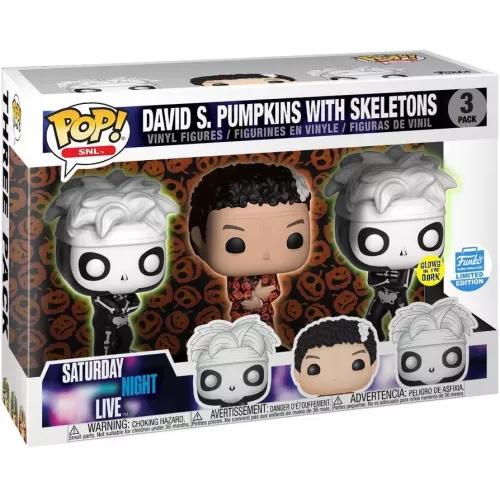 Funko Pop Saturday Night Live David S Pumpkins with Skeletons three-pack in glow-in-the-dark Funko Shop Exclusive box