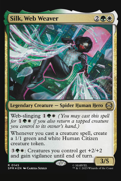 Daredevil number 3 Carissa Susilo Magic the Gathering variant comic cover featuring Silk Web Weaver artwork