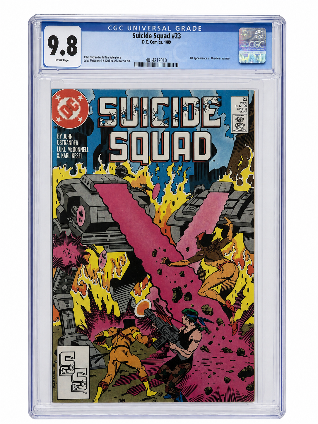 Suicide Squad #23 CGC 9.8 White Pages, certification 4014212010 — digitally cleaned slab presentation