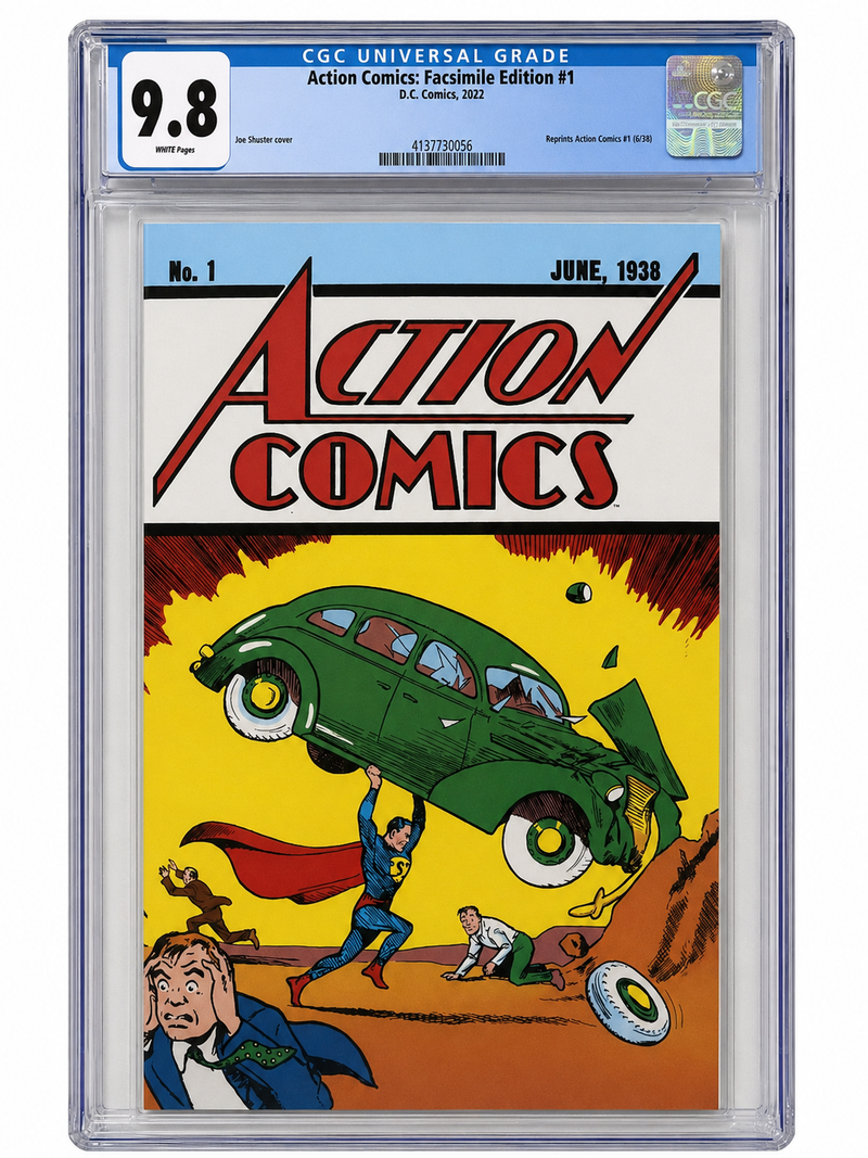 Action Comics Facsimile Edition #1 CGC 9.8 White Pages, certification 4137730056 — digitally cleaned slab presentation