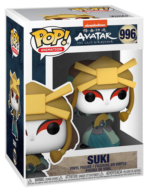 Funko Pop! vinyl figure packaging of Suki from Avatar: The Last Airbender on a green background