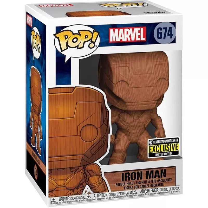 Funko Pop! Marvel – Iron Man Wood Deco #674 – Entertainment Earth Exclusive in box