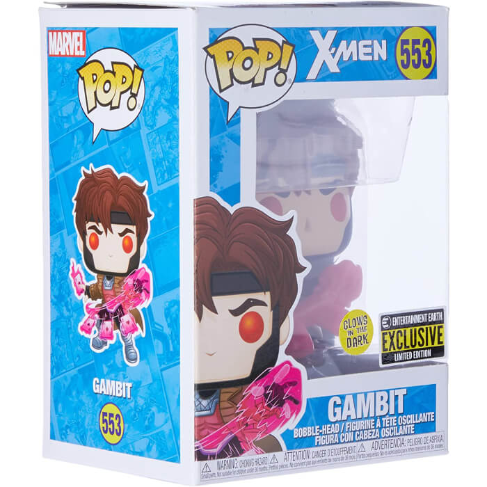 Funko Pop! Marvel X-Men Gambit #553 Glow-in-the-Dark Entertainment Earth Exclusive in box