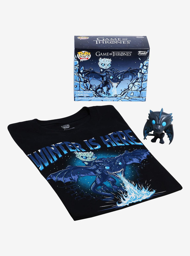 Funko Icy Viserion glow in the dark Pop and Winter Is Here T-shirt BoxLunch exclusive bundle